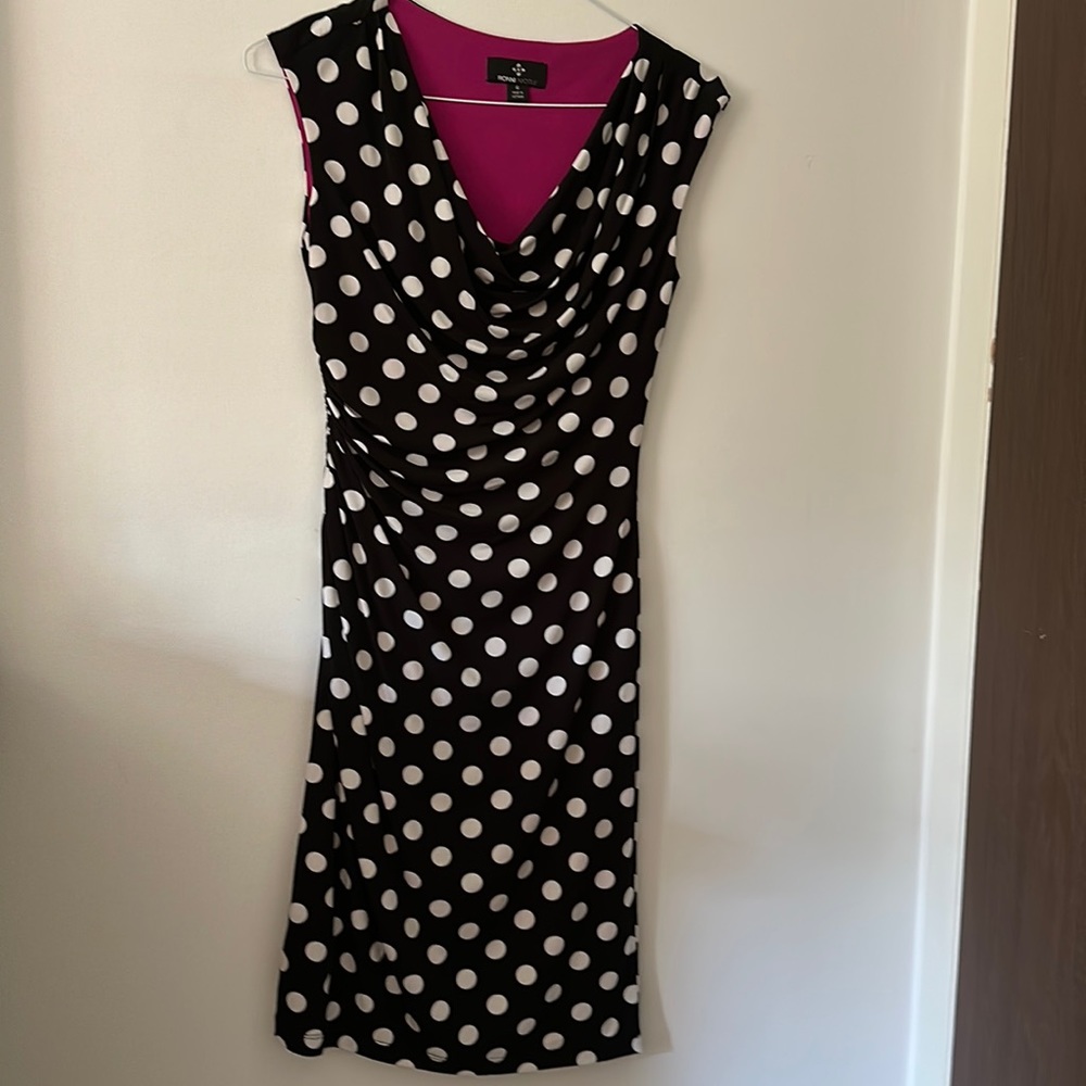 Ronni Nicole sz 6 black & white polka dot dress